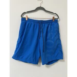 MENS HUGO BOSS XL BLUE HOLIDAY POOL BEACH ORCA SWIM TRUNKS SPORTS LOGO Lined